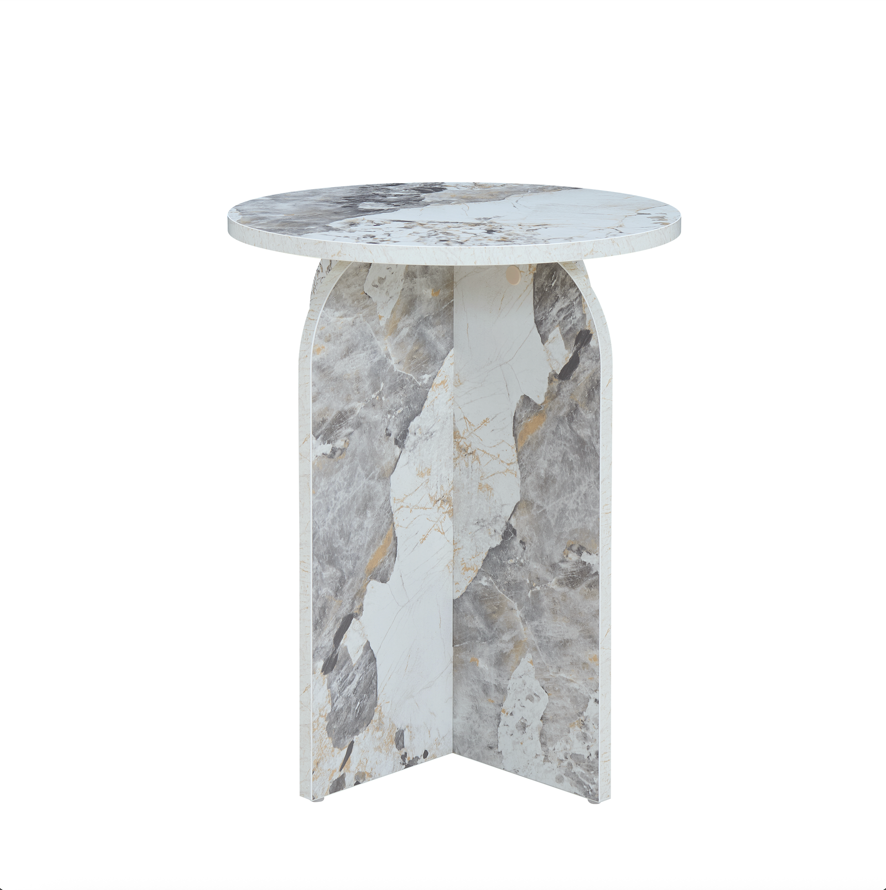 Arco White Marble Effect Round Side Table